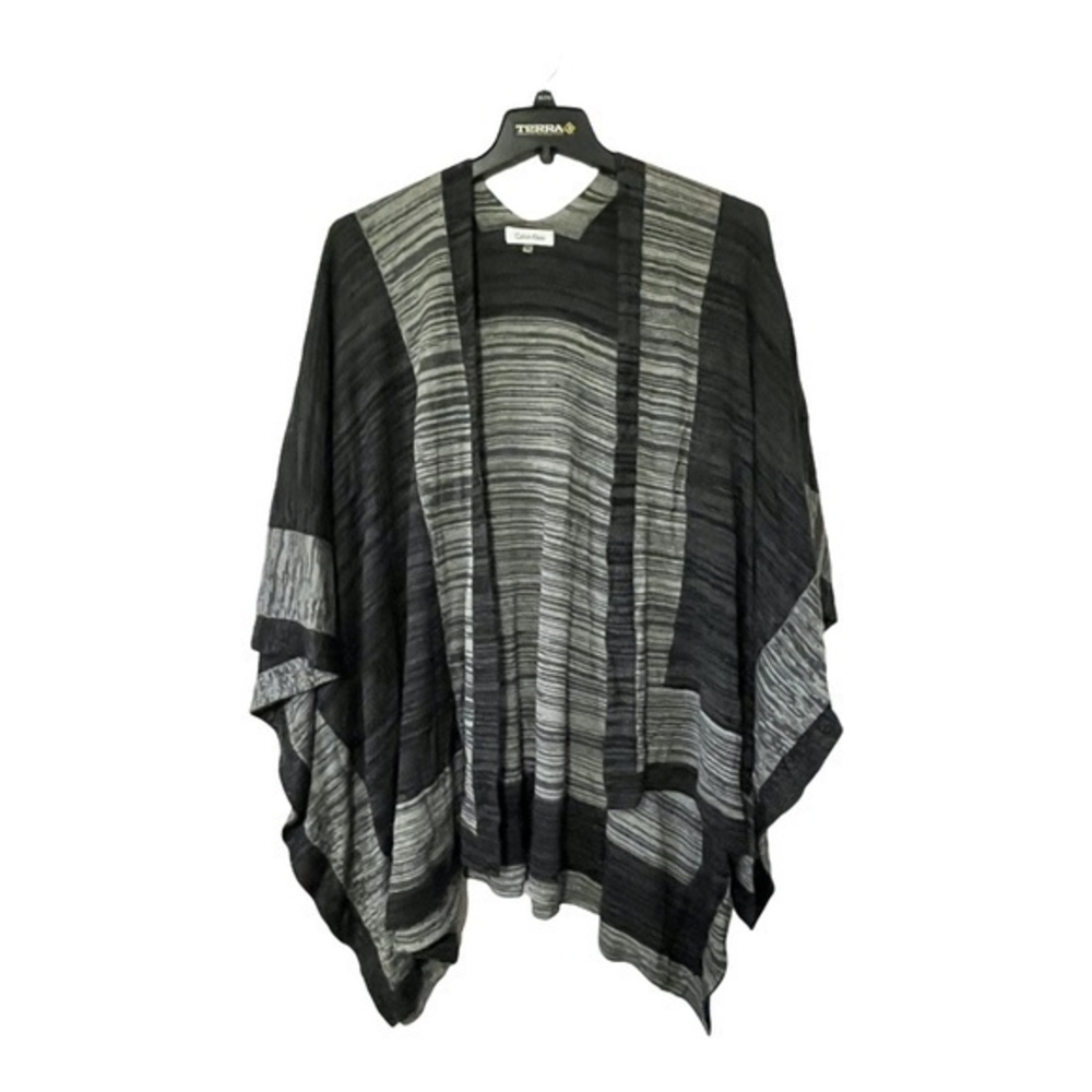 Calvin Klein Womens Shawl Wrap Sweater One Size Knit Grey
